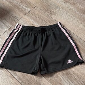 Adidas Black Shorts with Pink Stripes